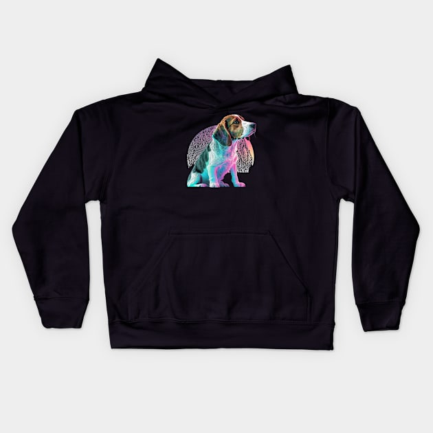 Vaporwave Beagle Kids Hoodie by JayD World